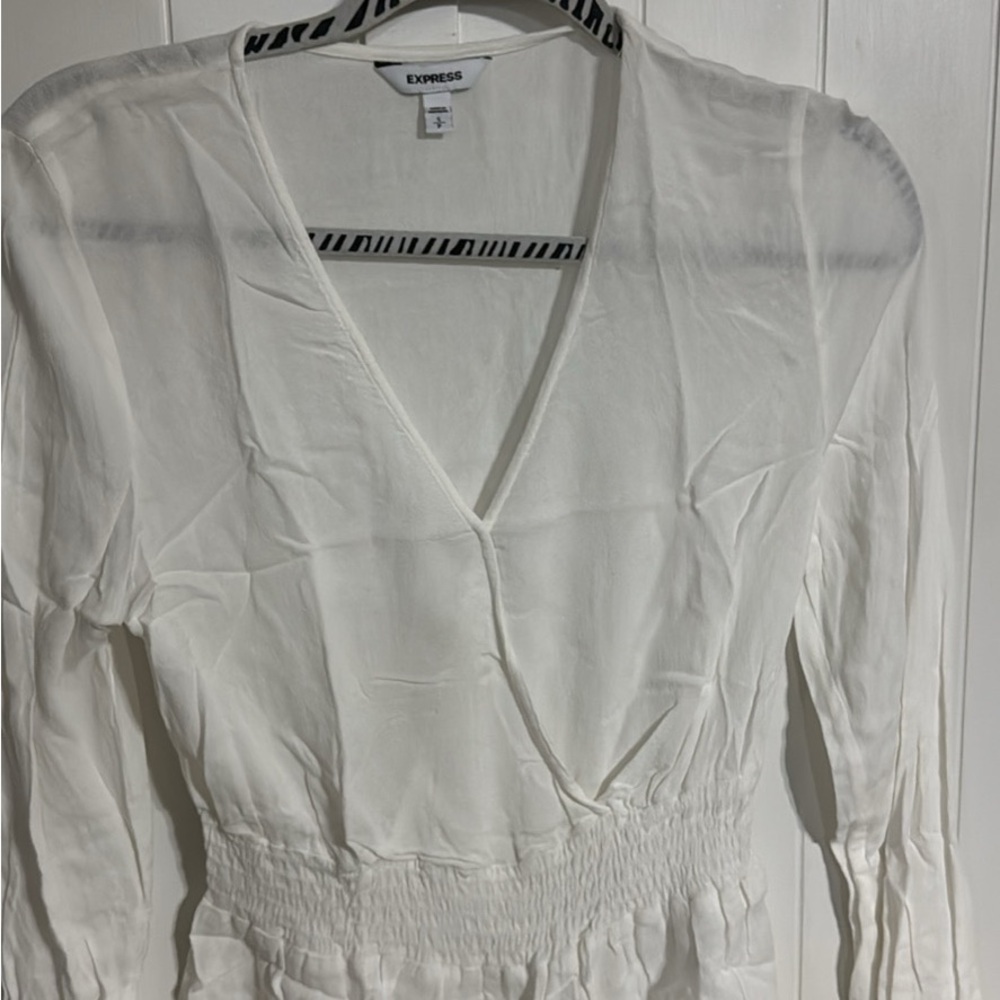 Express White V-Neck Blouse